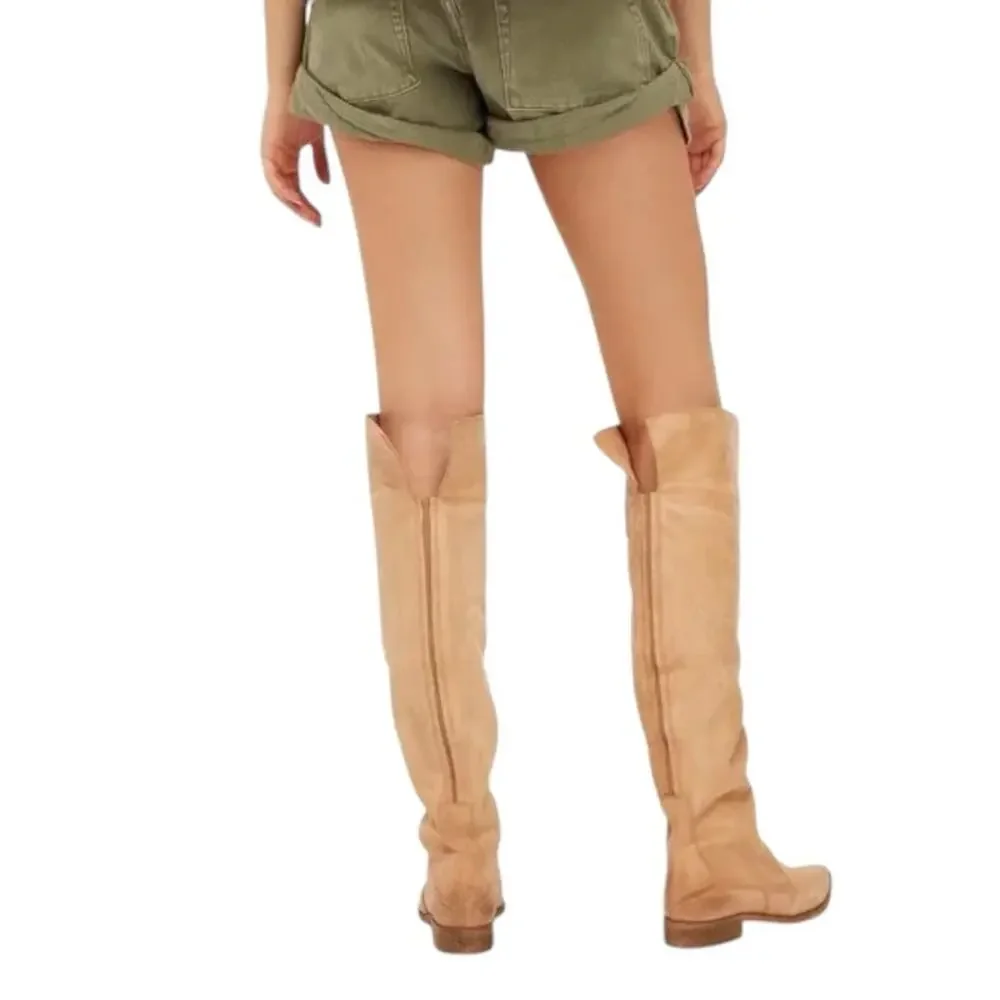 Free People Brenna Over The Knee Natural Leather Tall Boots Sz 38/8